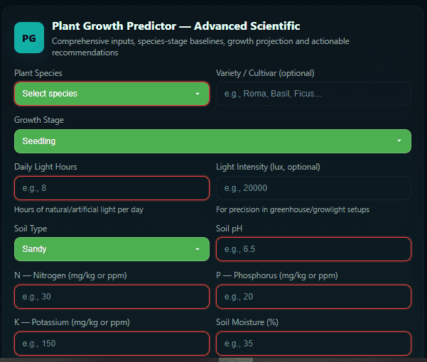 plant growth calculator